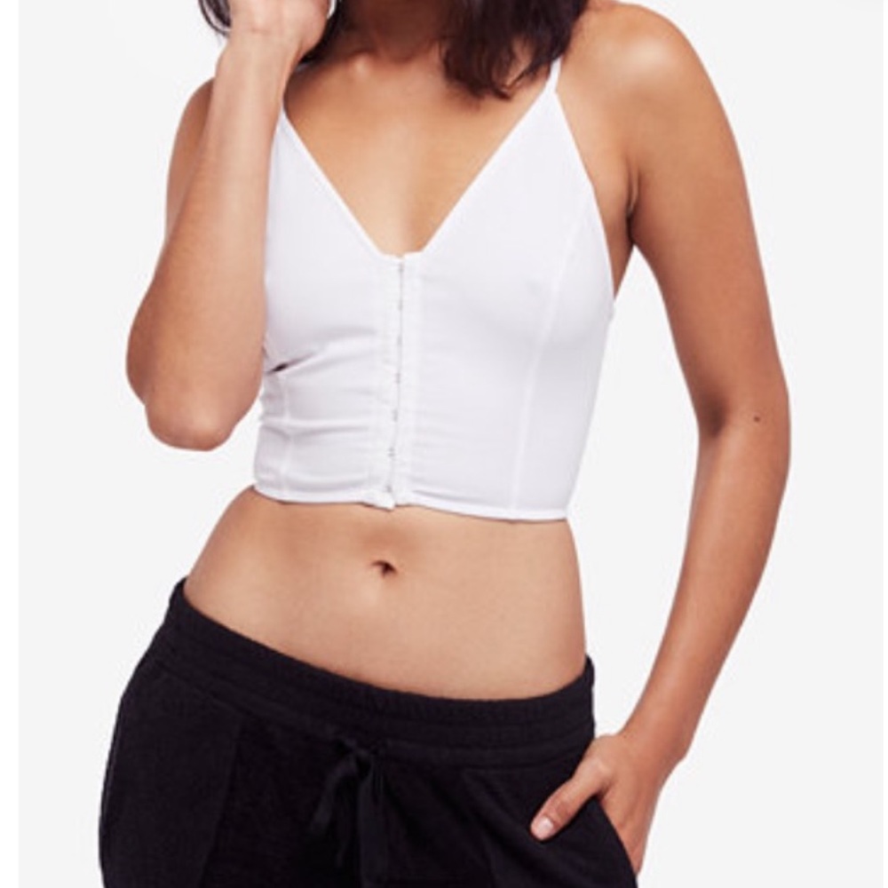 Free people “vest of all” white cami crop top